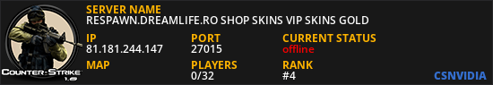 RESPAWN.DREAMLIFE.RO SHOP SKINS VIP SKINS GOLD